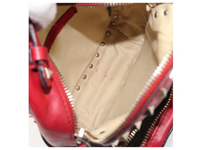 VALENTINO Studs Backpack Leather Red Gold Auth BA13290 Golden - view 11