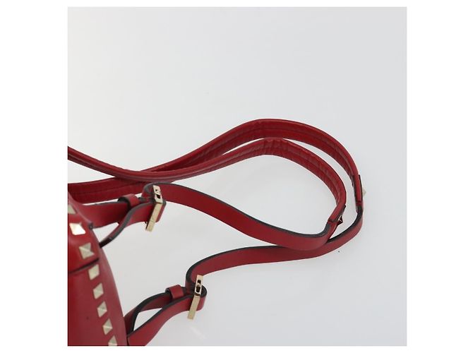 VALENTINO Studs Backpack Leather Red Gold Auth BA13290 Golden - view 14