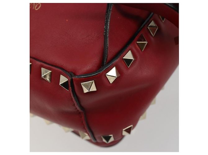 VALENTINO Studs Backpack Leather Red Gold Auth BA13290 Golden - view 16