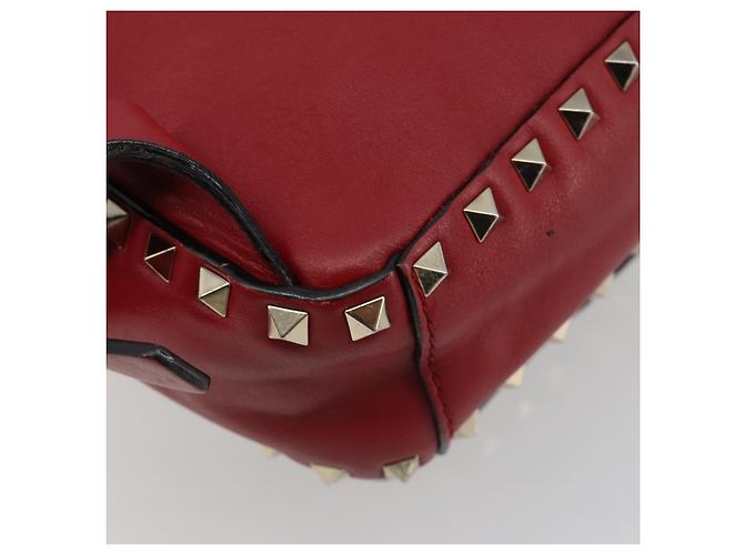 VALENTINO Studs Backpack Leather Red Gold Auth BA13290 Golden - view 17