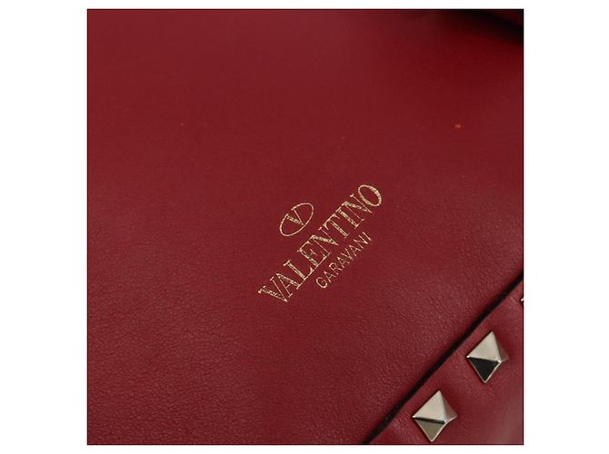 VALENTINO Studs Backpack Leather Red Gold Auth BA13290 Golden - view 18