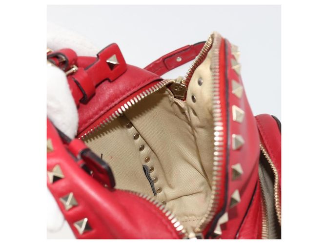 VALENTINO Studs Backpack Leather Red Gold Auth BA13290 Golden - view 22