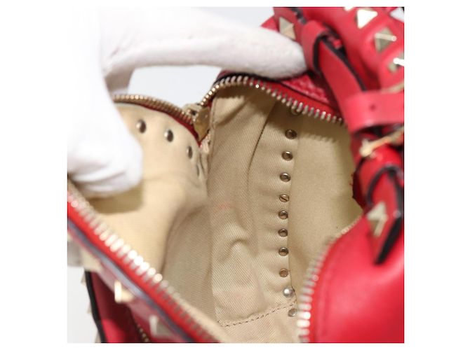 VALENTINO Studs Backpack Leather Red Gold Auth BA13290 Golden - view 23
