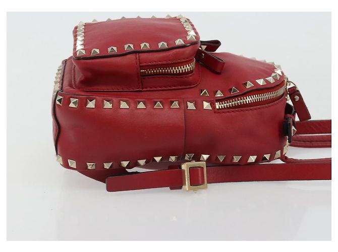 VALENTINO Studs Backpack Leather Red Gold Auth BA13290 Golden - view 3