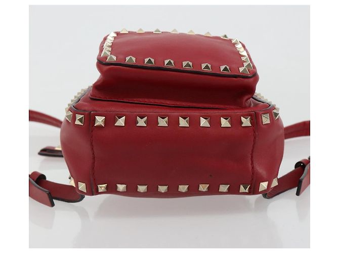 VALENTINO Studs Backpack Leather Red Gold Auth BA13290 Golden - view 5