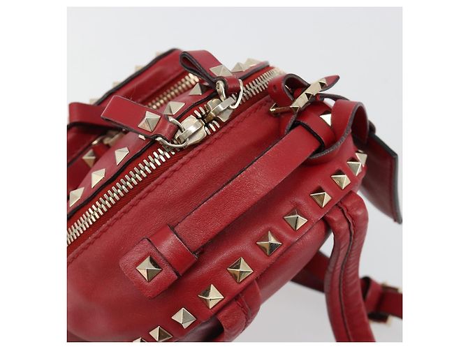 VALENTINO Studs Backpack Leather Red Gold Auth BA13290 Golden - view 7