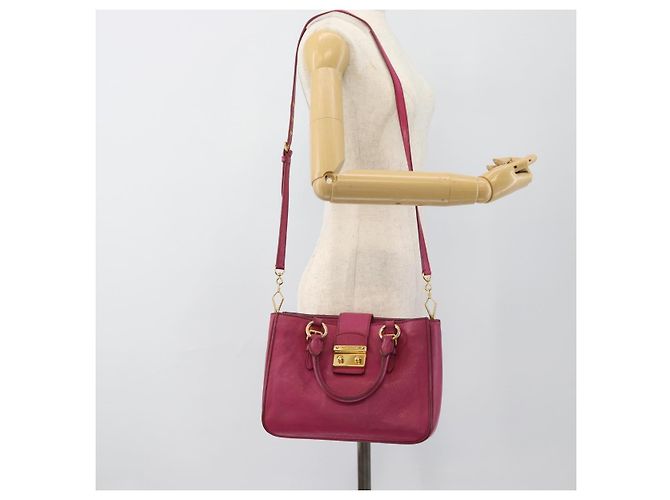 Borsa Miu Miu Madras in pelle 2 in 1 rosa oro Auth 187558A D'oro - vista 26