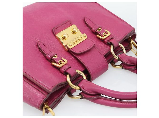 Borsa Miu Miu Madras in pelle 2 in 1 rosa oro Auth 187558A D'oro - vista 6