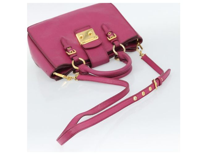 Borsa Miu Miu Madras in pelle 2 in 1 rosa oro Auth 187558A D'oro - vista 8