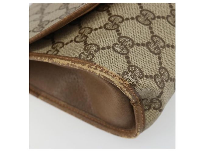 GUCCI GG Supreme Web Sherry Line Clutch Bag PVC Beige 89 01 030 Auth 187358 - view 14