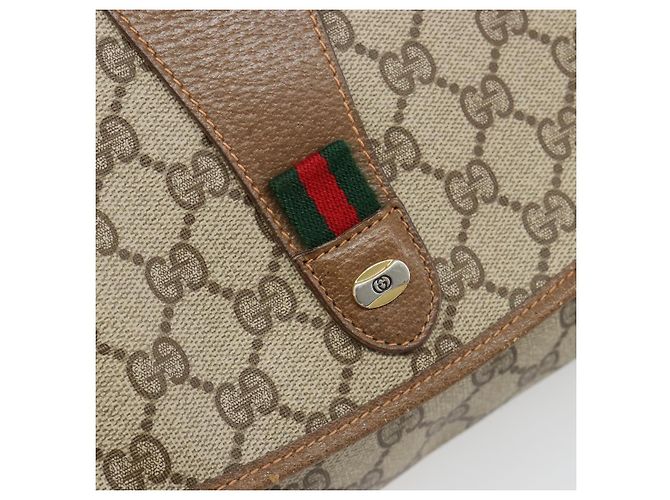GUCCI GG Supreme Web Sherry Line Clutch Bag PVC Beige 89 01 030 Auth 187358 - view 17