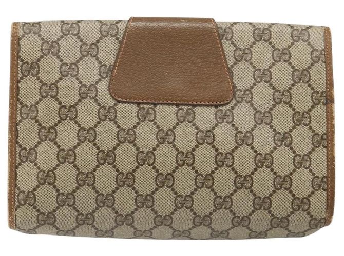 GUCCI GG Supreme Web Sherry Line Clutch Bag PVC Beige 89 01 030 Auth 187358 - view 2