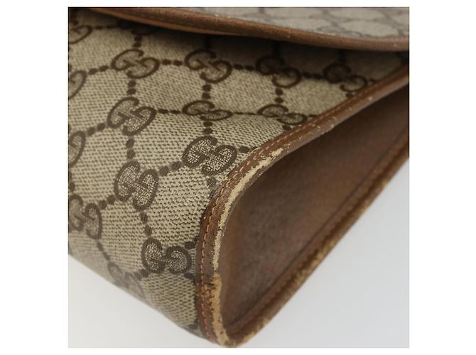 GUCCI GG Supreme Web Sherry Line Clutch Bag PVC Beige 89 01 030 Auth 187358 - view 7