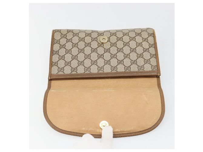GUCCI GG Supreme Web Sherry Line Clutch Bag PVC Beige 89 01 030 Auth 187358 - view 9