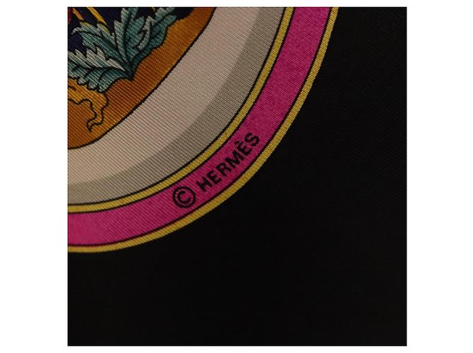 Hermès HERMES Carré 90 Sciarpa "Pourvu qu'on oit l'ivresse..." Seta Nero Auth 185840 - vista 11