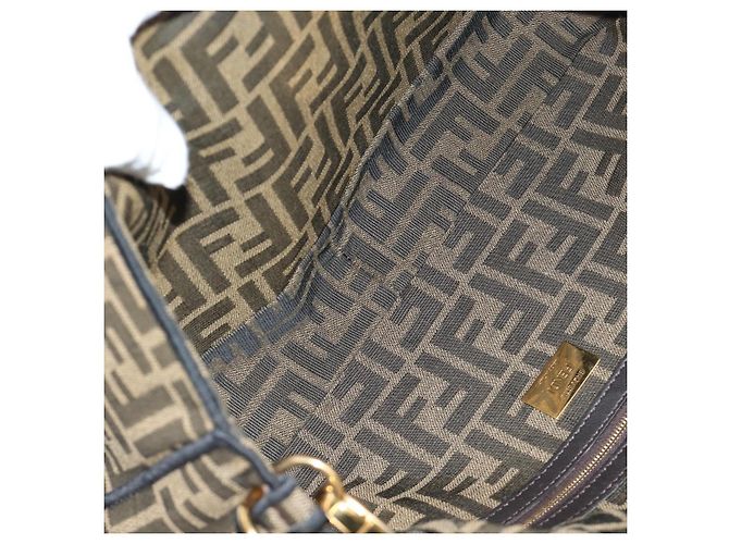 FENDI Zucca Canvas Mamma Baguette Shoulder Bag 2way Black Brown Auth 185598SM Marrone Nero - vista 10