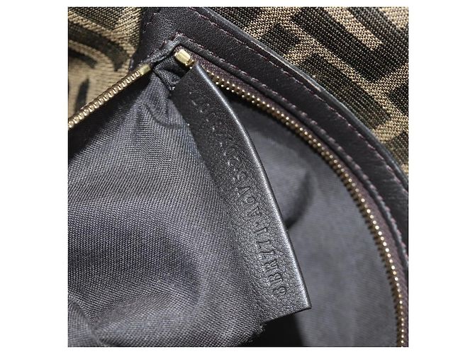 FENDI Zucca Canvas Mamma Baguette Shoulder Bag 2way Black Brown Auth 185598SM Marrone Nero - vista 11