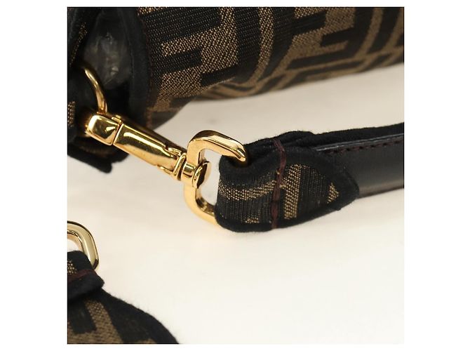 FENDI Zucca Canvas Mamma Baguette Shoulder Bag 2way Black Brown Auth 185598SM Marrone Nero - vista 16