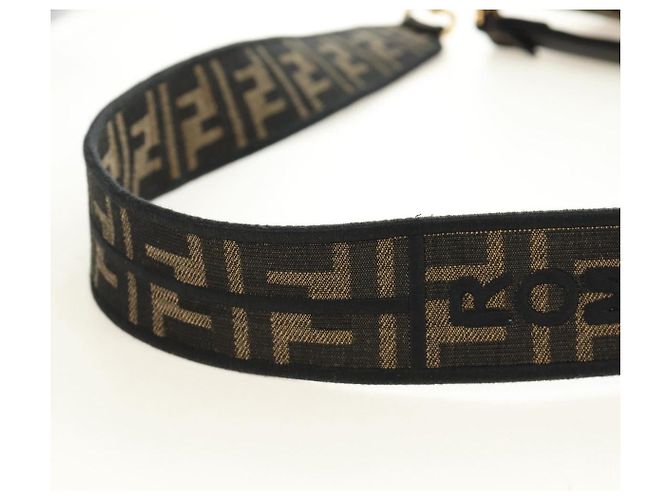 FENDI Zucca Canvas Mamma Baguette Shoulder Bag 2way Black Brown Auth 185598SM Marrone Nero - vista 19