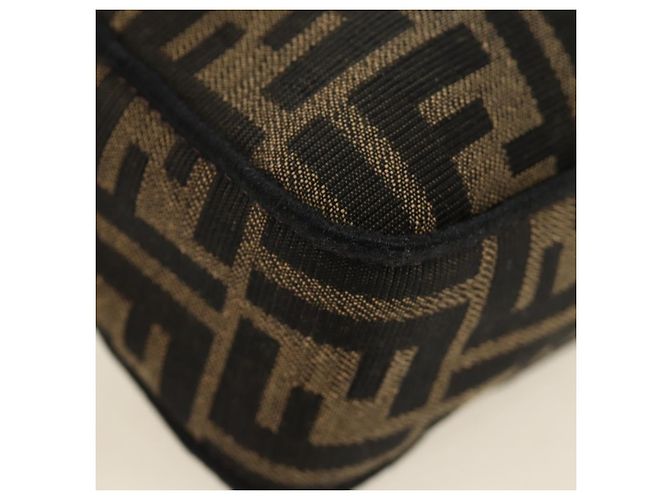 FENDI Zucca Canvas Mamma Baguette Shoulder Bag 2way Black Brown Auth 185598SM Marrone Nero - vista 21