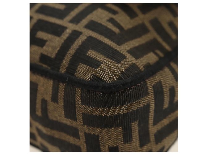 FENDI Zucca Canvas Mamma Baguette Shoulder Bag 2way Black Brown Auth 185598SM Marrone Nero - vista 22