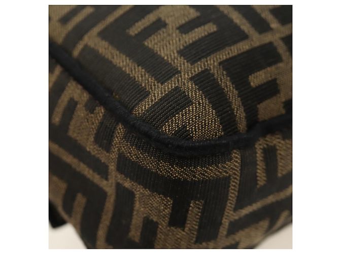 FENDI Zucca Canvas Mamma Baguette Shoulder Bag 2way Black Brown Auth 185598SM Marrone Nero - vista 23