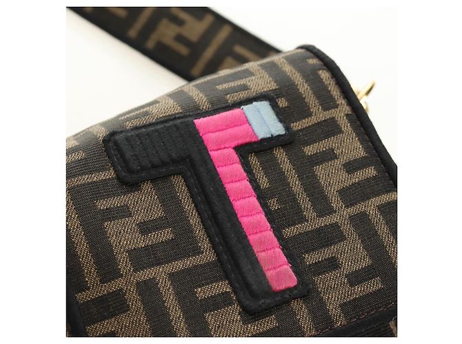 FENDI Zucca Canvas Mamma Baguette Shoulder Bag 2way Black Brown Auth 185598SM Marrone Nero - vista 25