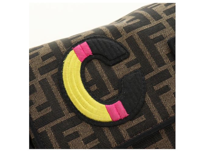 FENDI Zucca Canvas Mamma Baguette Shoulder Bag 2way Black Brown Auth 185598SM Marrone Nero - vista 26