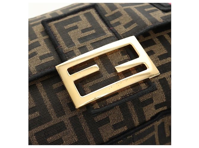 FENDI Zucca Canvas Mamma Baguette Shoulder Bag 2way Black Brown Auth 185598SM Marrone Nero - vista 27