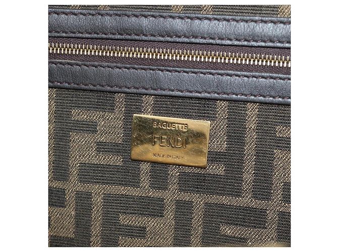 FENDI Zucca Canvas Mamma Baguette Shoulder Bag 2way Black Brown Auth 185598SM Marrone Nero - vista 29