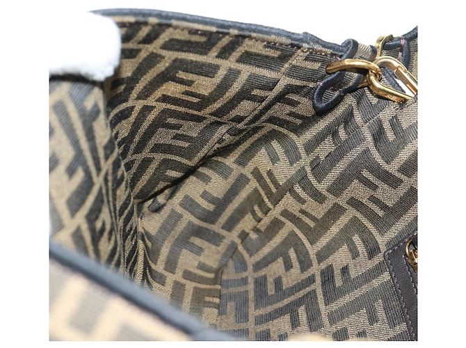 FENDI Zucca Canvas Mamma Baguette Shoulder Bag 2way Black Brown Auth 185598SM Marrone Nero - vista 30