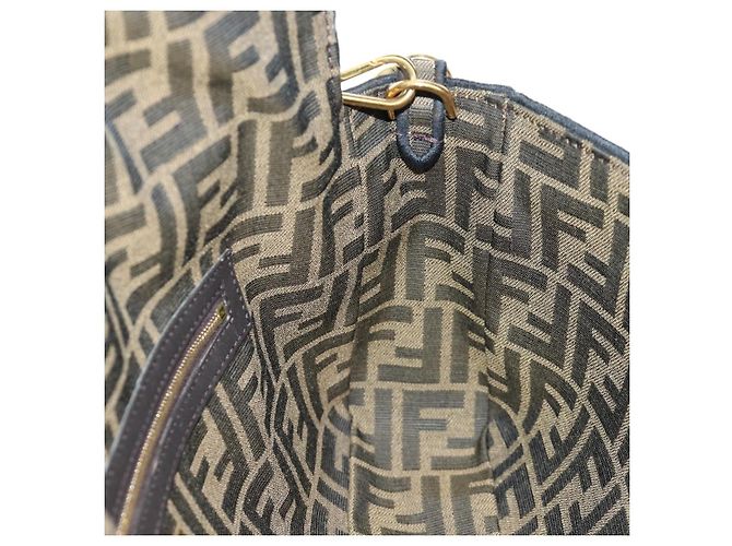FENDI Zucca Canvas Mamma Baguette Shoulder Bag 2way Black Brown Auth 185598SM Marrone Nero - vista 31