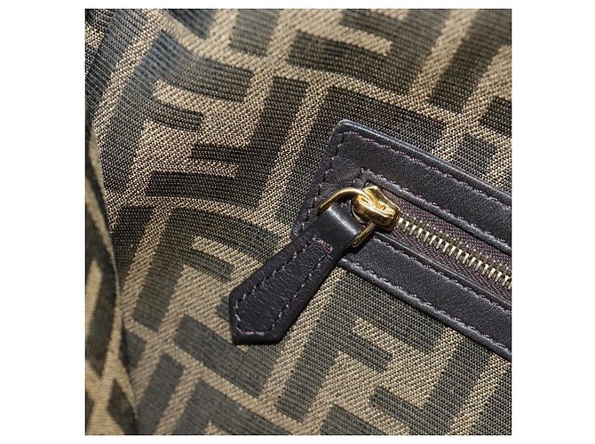 FENDI Zucca Canvas Mamma Baguette Shoulder Bag 2way Black Brown Auth 185598SM Marrone Nero - vista 32