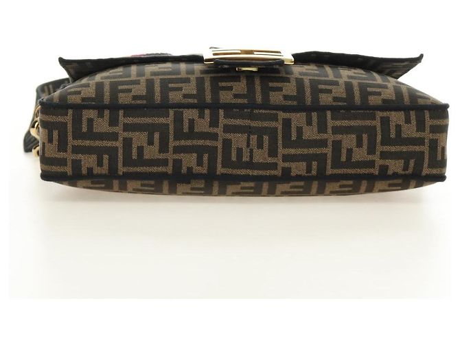 FENDI Zucca Canvas Mamma Baguette Shoulder Bag 2way Black Brown Auth 185598SM Marrone Nero - vista 5