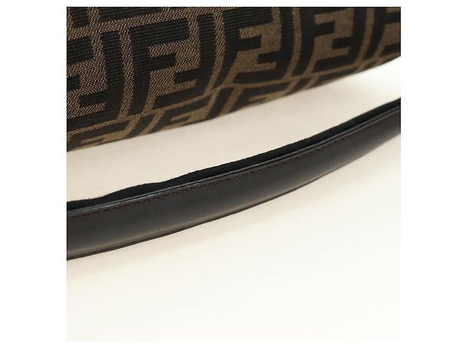 FENDI Zucca Canvas Mamma Baguette Shoulder Bag 2way Black Brown Auth 185598SM Marrone Nero - vista 7