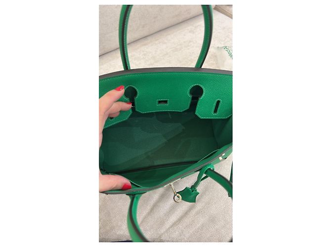 Borsa Hermès Birkin 30 Pelle Togo Verde Bambou - vista 12