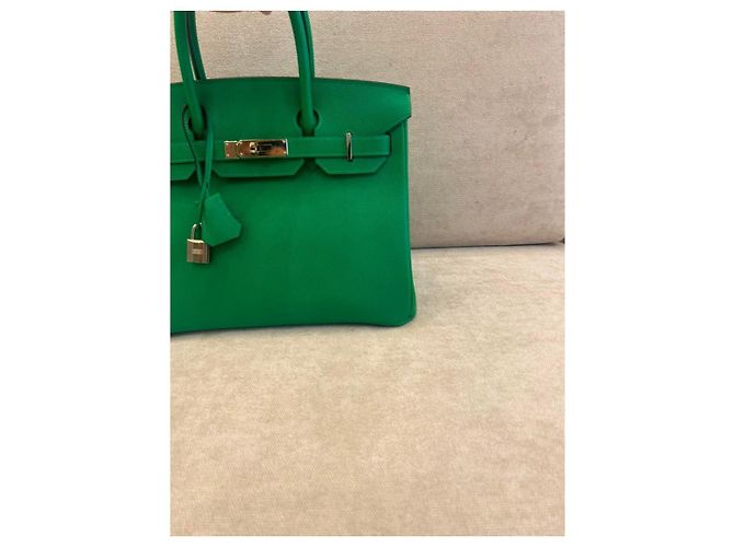 Borsa Hermès Birkin 30 Pelle Togo Verde Bambou - vista 7