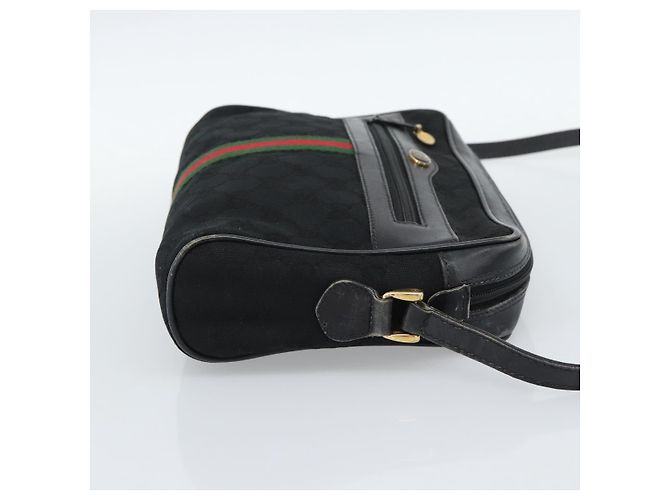 Borsa a tracolla GUCCI GG Canvas Web Sherry Line Nero Rosso Verde Auth ka4825 - vista 4