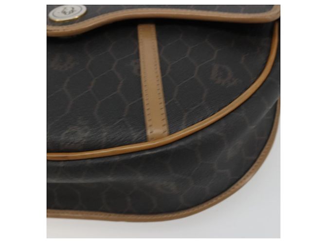 Bolso de Hombro Christian Dior Honeycomb Canvas PVC Negro Oro Auth 186807 Dorado - vista 10