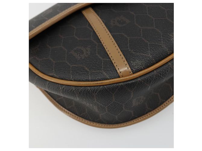 Bolso de Hombro Christian Dior Honeycomb Canvas PVC Negro Oro Auth 186807 Dorado - vista 11