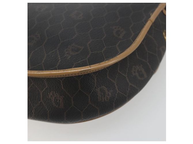 Bolso de Hombro Christian Dior Honeycomb Canvas PVC Negro Oro Auth 186807 Dorado - vista 12