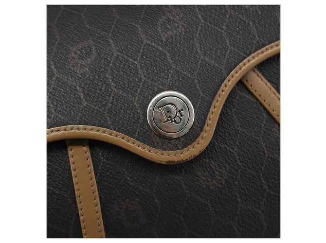 Bolso de Hombro Christian Dior Honeycomb Canvas PVC Negro Oro Auth 186807 Dorado - vista 14