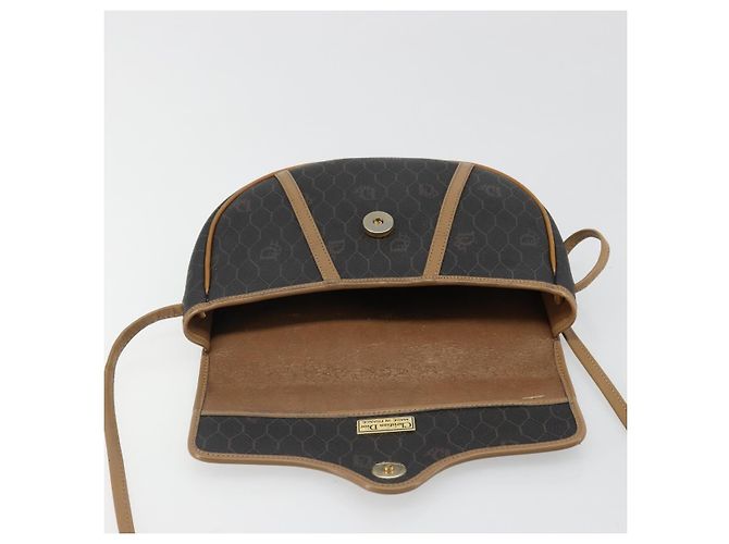 Bolso de Hombro Christian Dior Honeycomb Canvas PVC Negro Oro Auth 186807 Dorado - vista 15