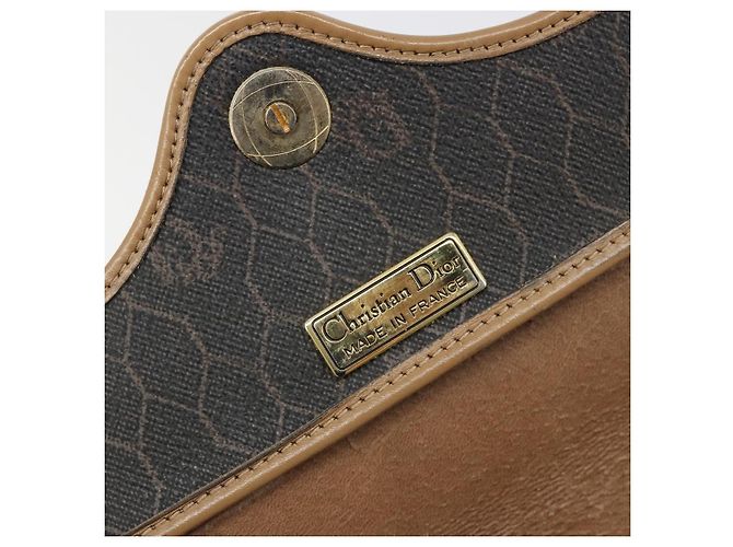 Bolso de Hombro Christian Dior Honeycomb Canvas PVC Negro Oro Auth 186807 Dorado - vista 16
