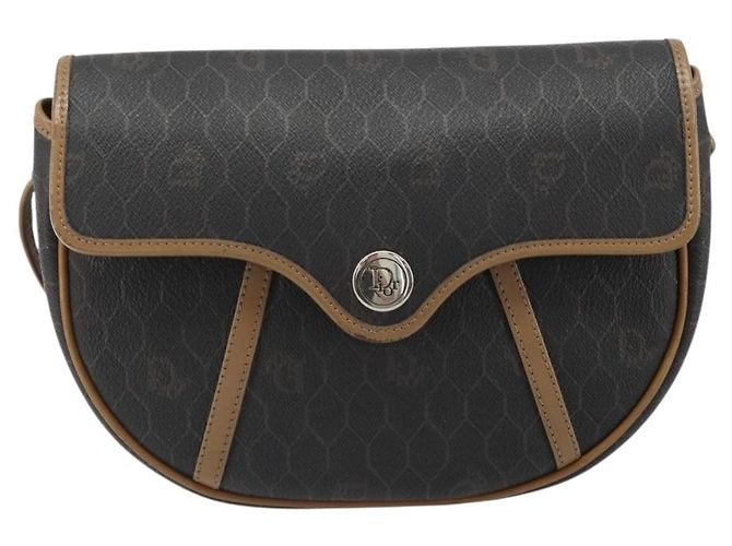 Bolso de Hombro Christian Dior Honeycomb Canvas PVC Negro Oro Auth 186807 Dorado - vista 2