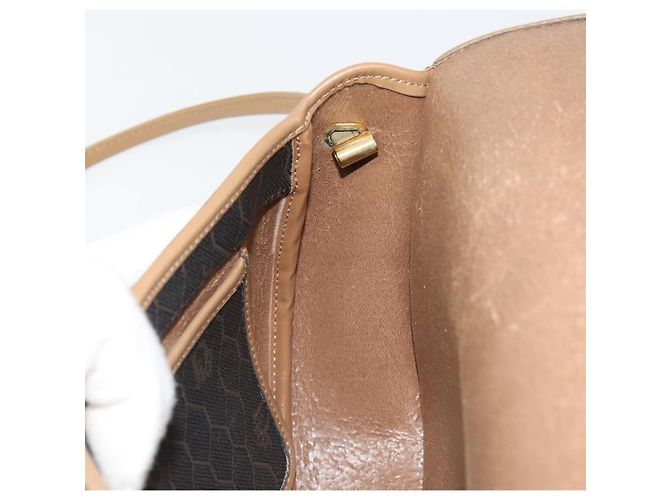 Bolso de Hombro Christian Dior Honeycomb Canvas PVC Negro Oro Auth 186807 Dorado - vista 20