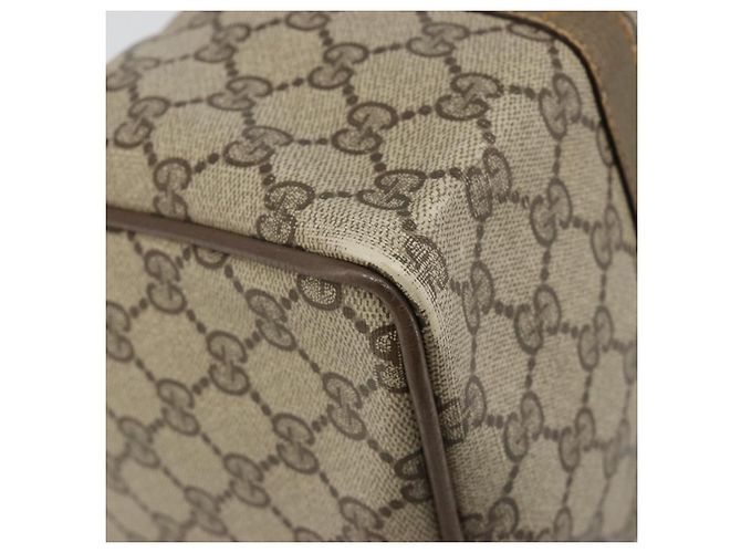 Bolsa Boston GUCCI GG Supreme Web Sherry Line PVC Bege Ouro 40 02 007 Auth 186023 Dourado - vista 14