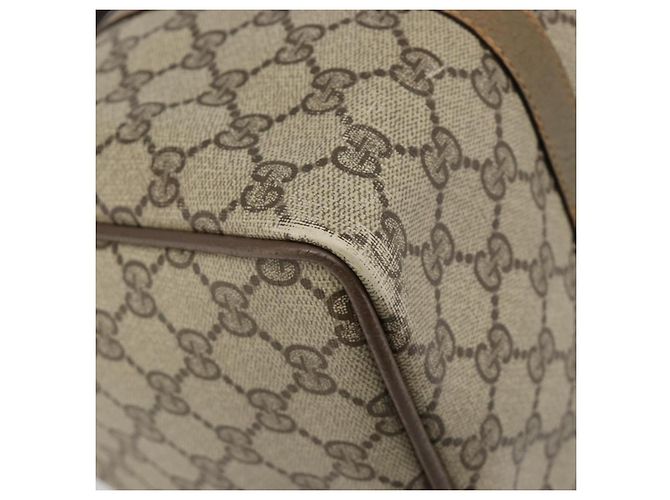 Bolsa Boston GUCCI GG Supreme Web Sherry Line PVC Bege Ouro 40 02 007 Auth 186023 Dourado - vista 16
