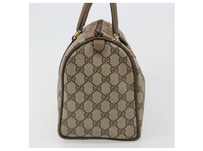 Bolsa Boston GUCCI GG Supreme Web Sherry Line PVC Bege Ouro 40 02 007 Auth 186023 Dourado - vista 3