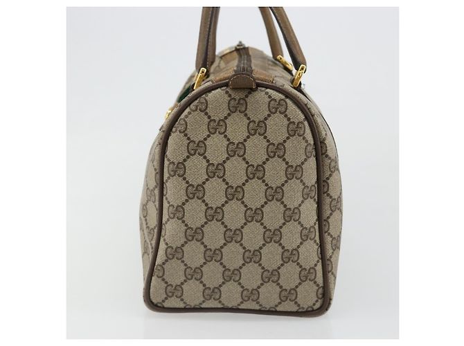 Bolsa Boston GUCCI GG Supreme Web Sherry Line PVC Bege Ouro 40 02 007 Auth 186023 Dourado - vista 4